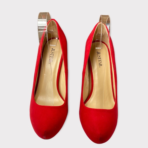 Just Fab red suede closed toe heels women’s shoes size 9 - Picture 7 of 8